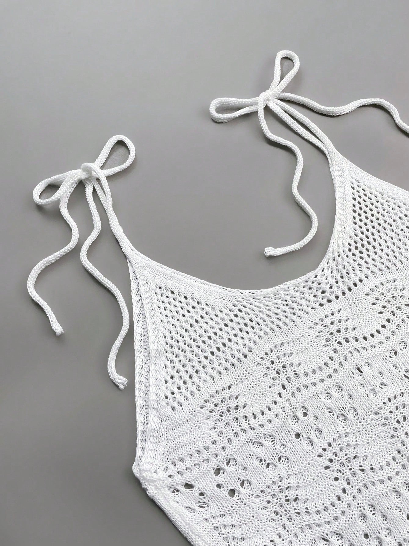 2026 New Crochet Hollow Out Knitted Sleeveless Tie-Up Plus Size Bohemian Sexy Sheer Coverup Dress, High-End Summer Beach Holiday White Vacation