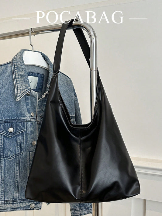 2026 New Fashion Solid Color Commuter Tote Bag, Minimalist Niche Design Underarm Bag, Stylish Large Capacity Shoulder Bag, Office