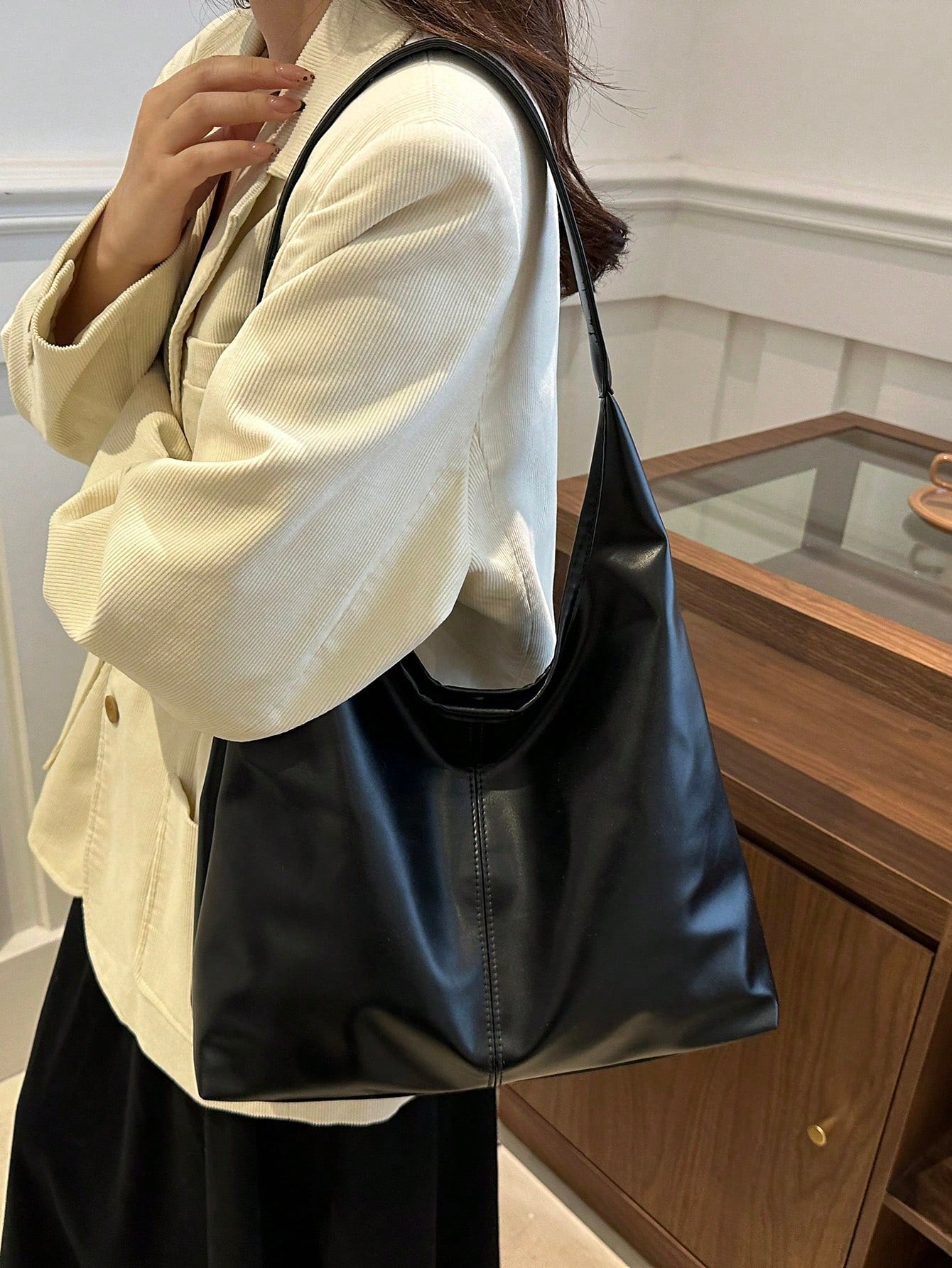 2026 New Fashion Solid Color Commuter Tote Bag, Minimalist Niche Design Underarm Bag, Stylish Large Capacity Shoulder Bag, Office