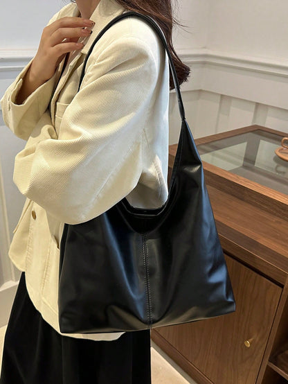 2026 New Fashion Solid Color Commuter Tote Bag, Minimalist Niche Design Underarm Bag, Stylish Large Capacity Shoulder Bag, Office