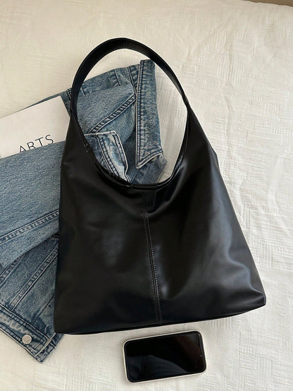 2026 New Fashion Solid Color Commuter Tote Bag, Minimalist Niche Design Underarm Bag, Stylish Large Capacity Shoulder Bag, Office