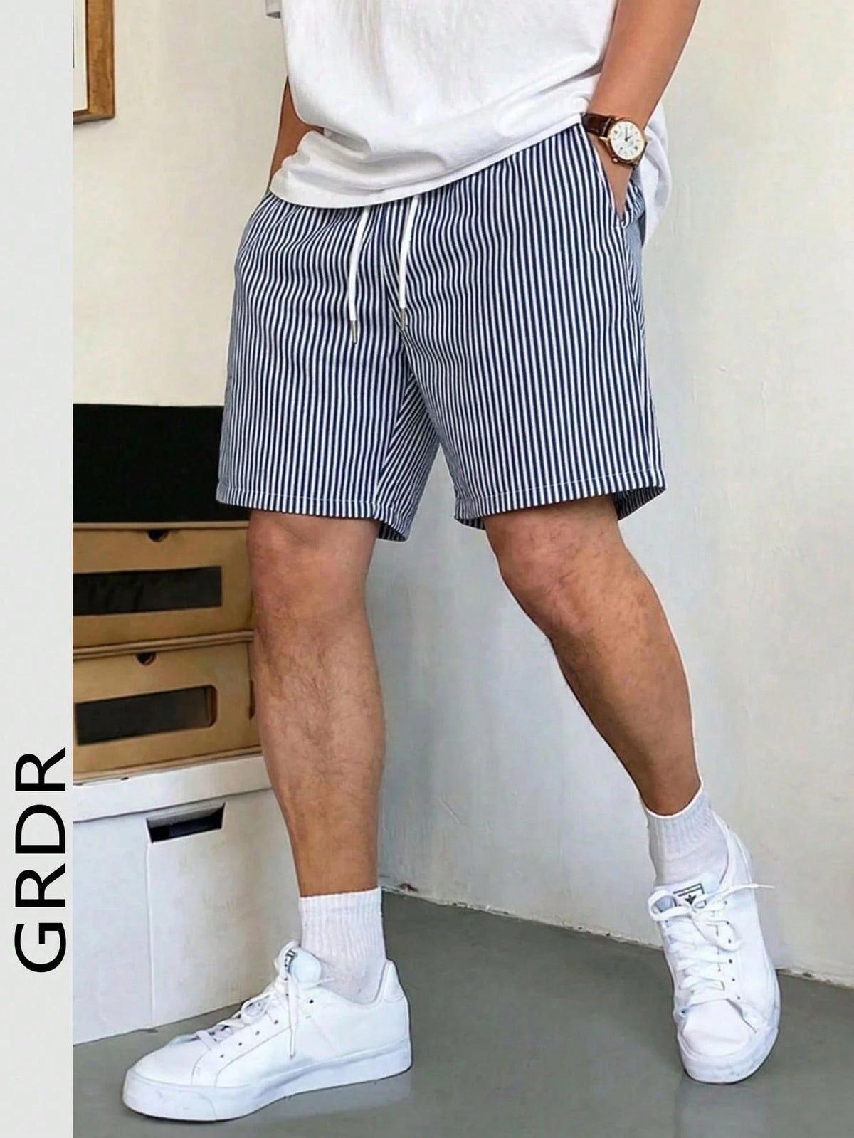 2026 New GRDR Men's Vacation Style Striped Shorts, Casual Comfortable Outgoing Minimalist Pants, Knee-Length,Free Shipping