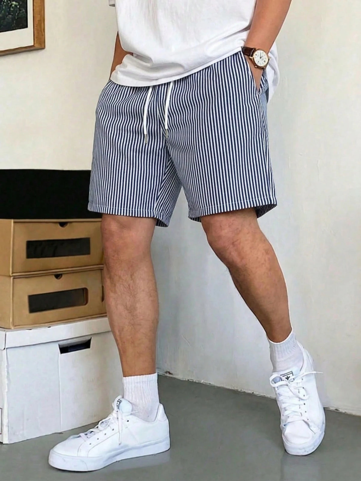 2026 New GRDR Men's Vacation Style Striped Shorts, Casual Comfortable Outgoing Minimalist Pants, Knee-Length,Free Shipping