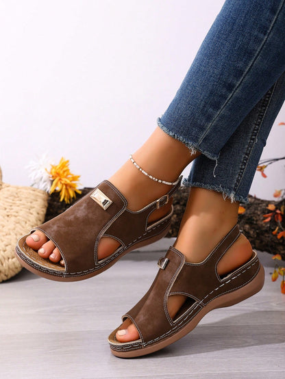 2026 New Plus Size Wedge Open Toe Sandals, Women Fashion Hollow Out Comfortable Lightweight Casual Versatile Sandals,Summer Outfits