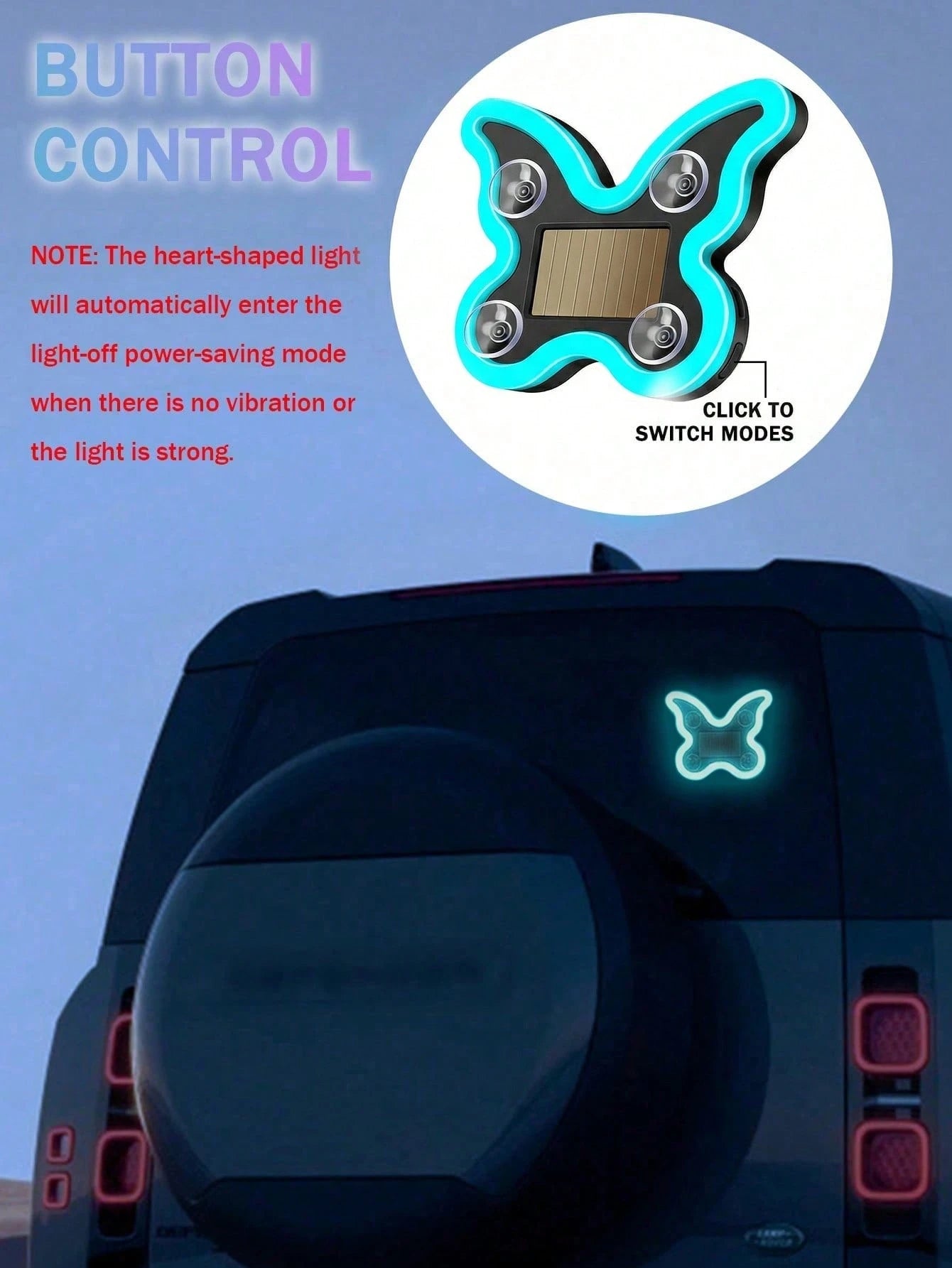 2026 New Solar Powered Butterfly LED Atmosphere Light, Neon Style Car Window Decoration Light, Women's Car Interior Atmosphere Accessory. Solar Powered No Wiring Required, With Automatic Sensing And 5