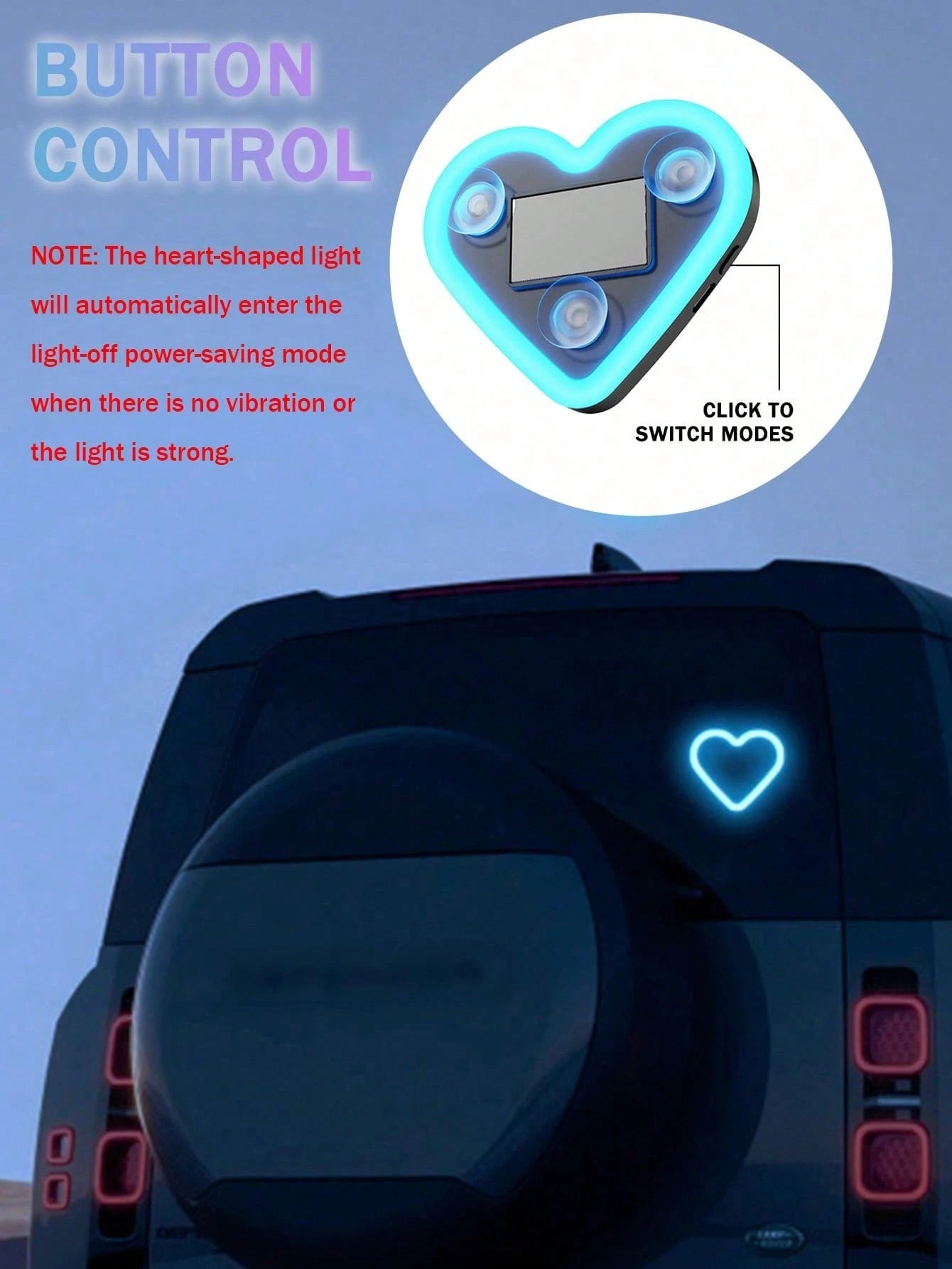 2026 New Solar Powered Car LED Atmosphere Light, Suitable For Women's Car Accessories, Heart-Shaped Neon Light Window Decor Light, With Automatic Sensing Design, 5 Lighting Modes, Romantic Car Interio