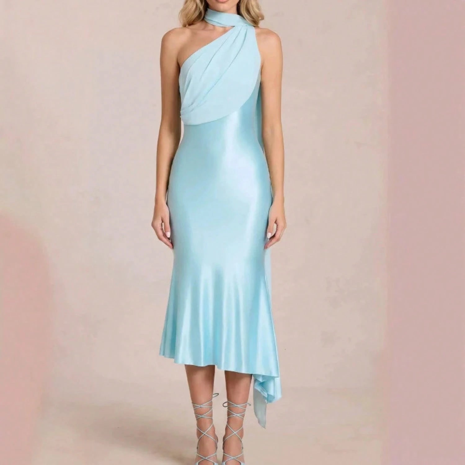 2026 New Western Women Elegant Evening Dress, Satin High Waist Backless Bodycon Party Banquet Gown