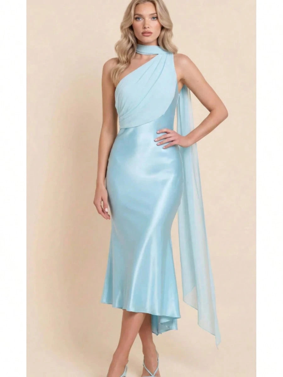 2026 New Western Women Elegant Evening Dress, Satin High Waist Backless Bodycon Party Banquet Gown