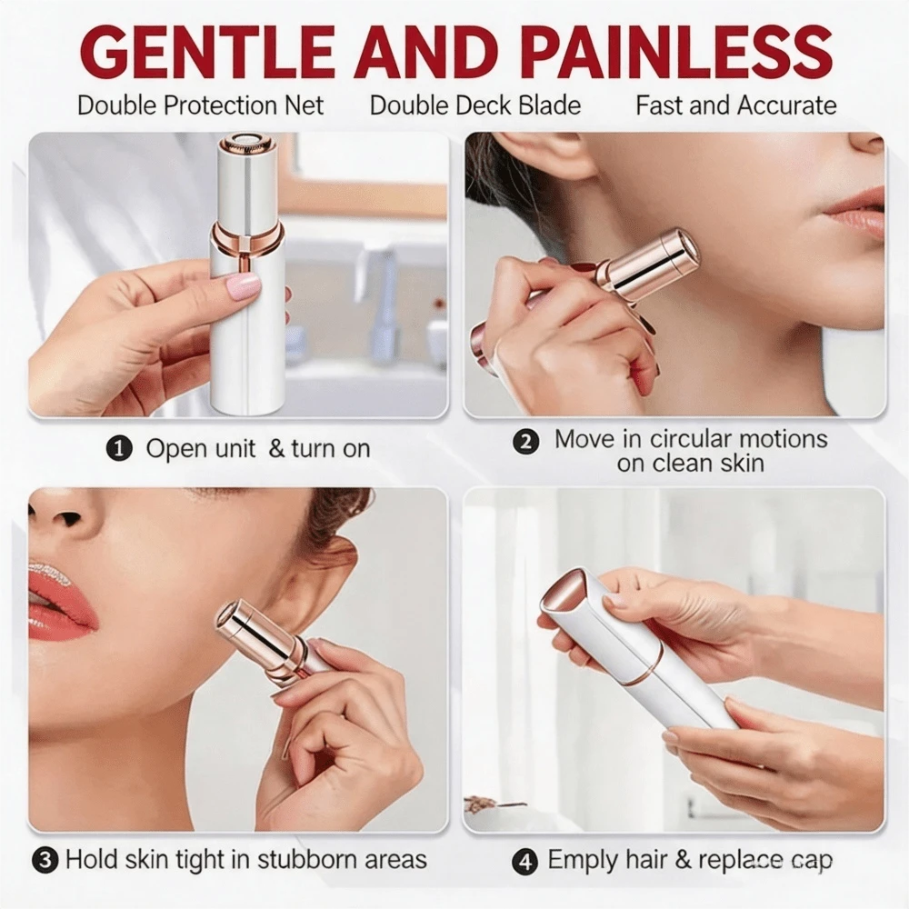 2026 New Women Electric Facial Hair Remover, Gentle Painless Mini Shaver With LED Light, Portable Travel Hair Trimmer, Convenient Daily Grooming Tool, Practical Holiday Gift Choice