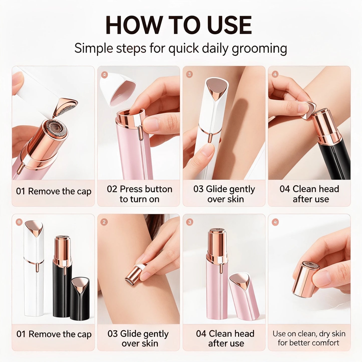 2026 New Women Electric Facial Hair Remover, Gentle Painless Mini Shaver With LED Light, Portable Travel Hair Trimmer, Convenient Daily Grooming Tool, Practical Holiday Gift Choice