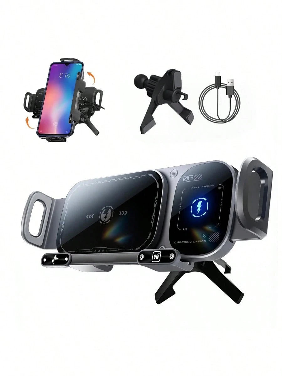 2026 Upgraded Wireless Charging Rotating Car Mount- 15W Fast Wireless Mount Charger With Auto Clamping| 360° Rotation| Anti-Shake Technology For Hands-Free Phone Navigation