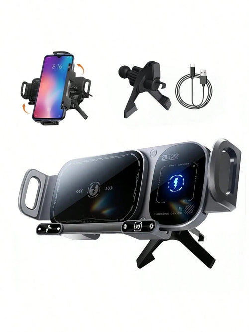 2026 Upgraded Wireless Charging Rotating Car Mount- 15W Fast Wireless Mount Charger With Auto Clamping| 360° Rotation| Anti-Shake Technology For Hands-Free Phone Navigation