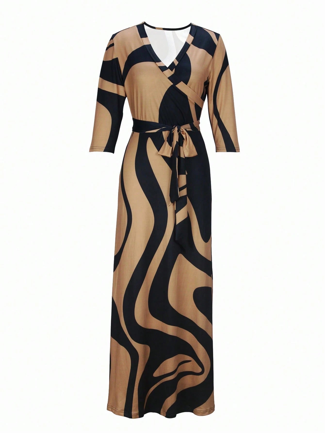 2026 Women's V-Neck Cinched Waist Slim Fit Dress, Spring/Summer Milk Silk Lightweight Elegant