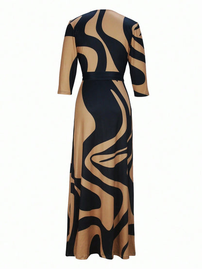2026 Women's V-Neck Cinched Waist Slim Fit Dress, Spring/Summer Milk Silk Lightweight Elegant