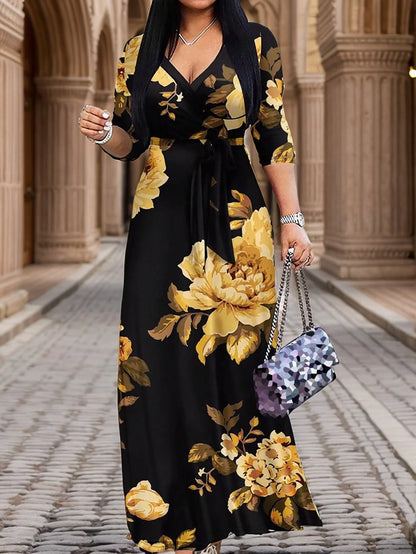 2026 Women's V-Neck Cinched Waist Slim Fit Dress, Spring/Summer Milk Silk Lightweight Elegant