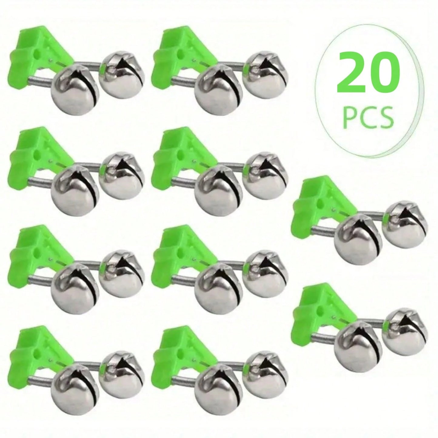 20pcs Dual Bell Fishing Alarm- Use Rod Tip Clip And Bait Alarm To Ensure Your Catch