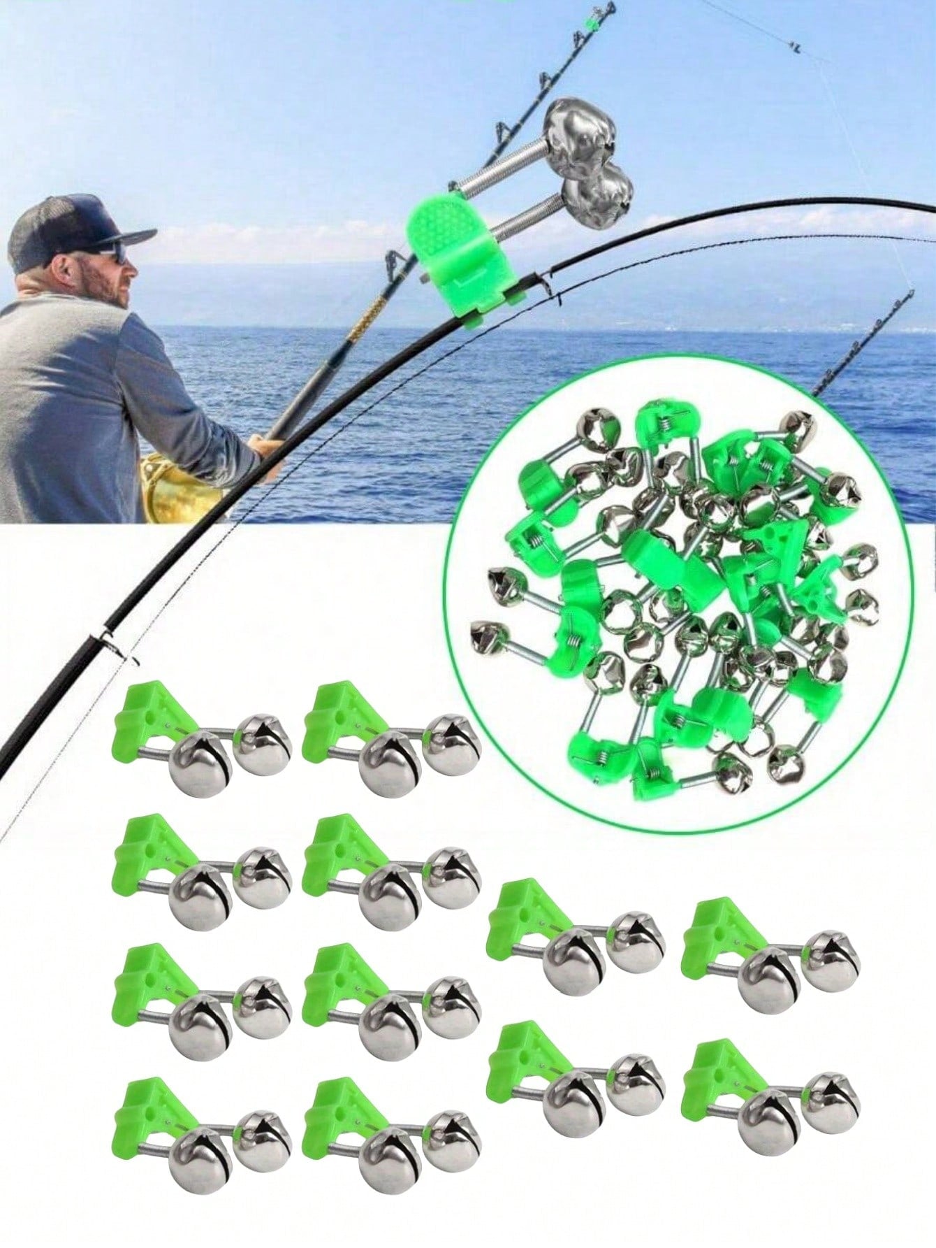 20pcs Dual Bell Fishing Alarm- Use Rod Tip Clip And Bait Alarm To Ensure Your Catch