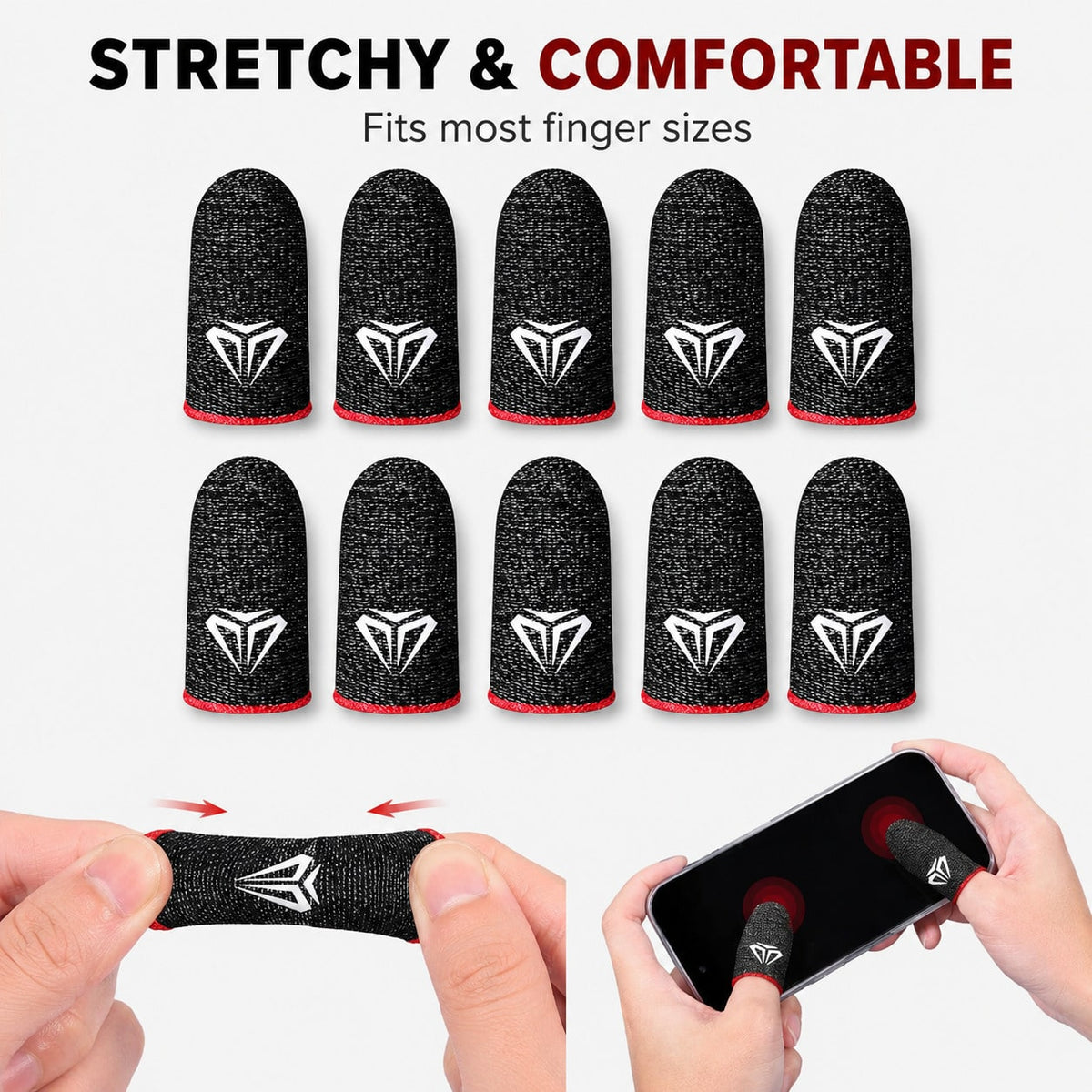 20PCS Gaming Finger Sleeves, Ultra- 0.3mm Silver Fiber Thumb Sleeves, Anti- Sweat Smooth Touchscreen Gloves Game Controller, Mobile Phone Tablet, Fingers Protectors