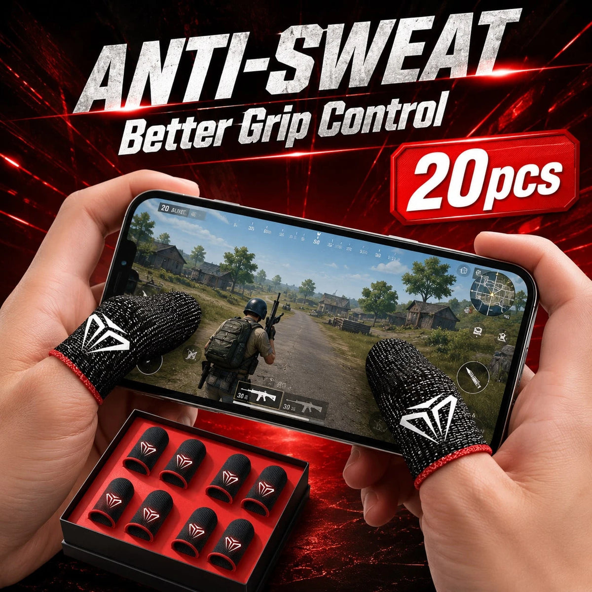 20PCS Mobile Gaming Finger Sleeves, Breathable Conductive Thumb Covers For Phone Tablet Touchscreen Use