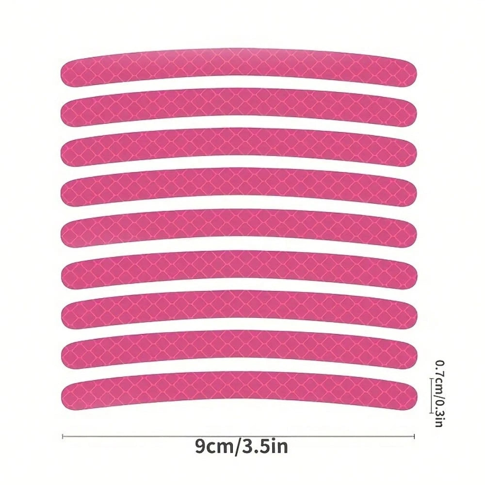 20pcs Reflective Car Wheel Hub Stickers, Luminous Pink Tire/Rim Decoration Decals For Automobiles, Motorcycles, Bicycles