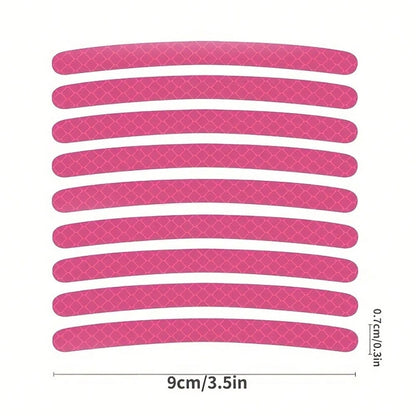 20pcs Reflective Car Wheel Hub Stickers, Luminous Pink Tire/Rim Decoration Decals For Automobiles, Motorcycles, Bicycles