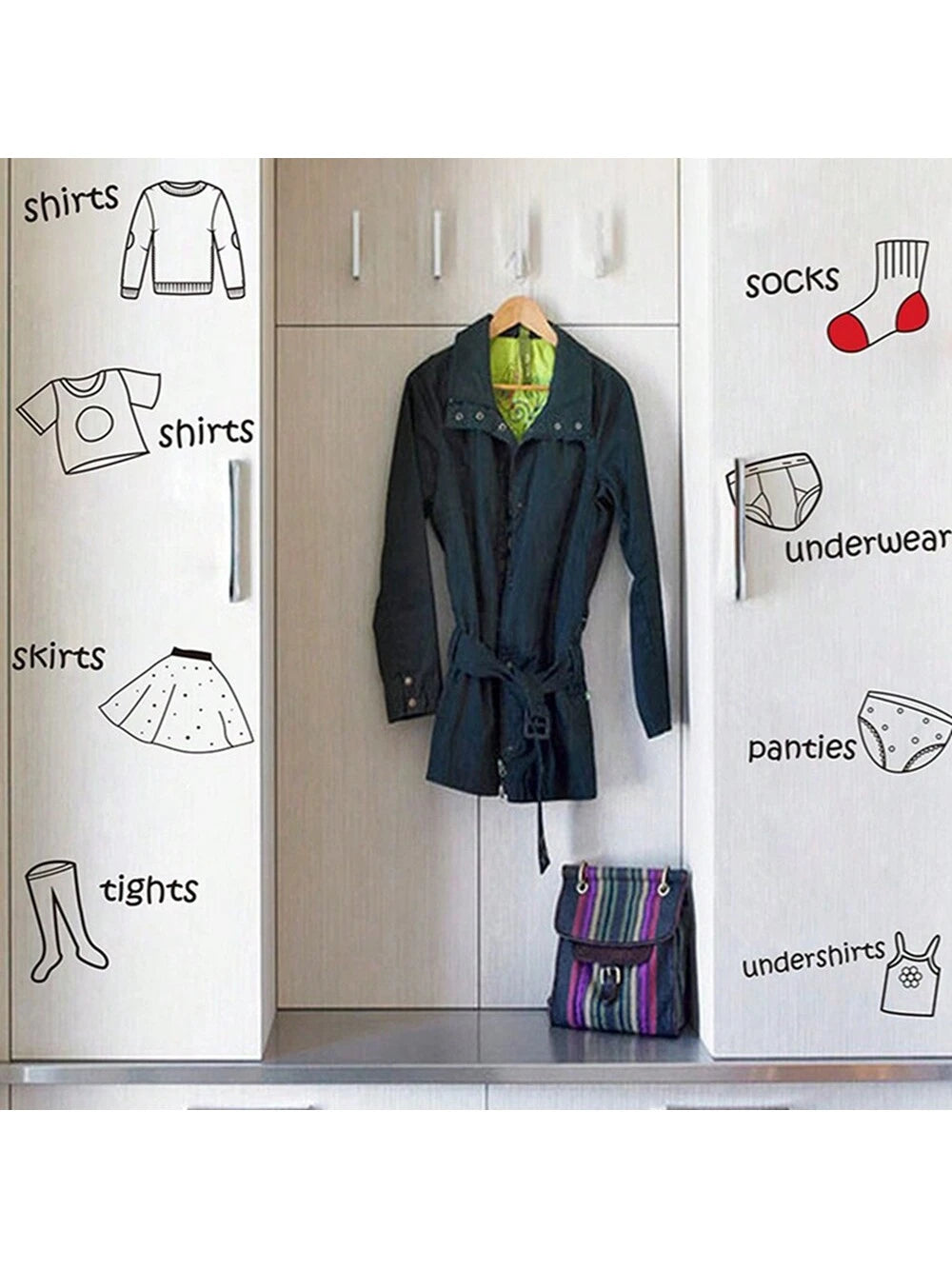 20pcs/Set Clothing Label Stickers For Kids' Bedroom Closet Decoration, Self-Adhesive Background Paper, Suitable For Children's Room Closet Decoration Baby Shower Family Decorations Gifts