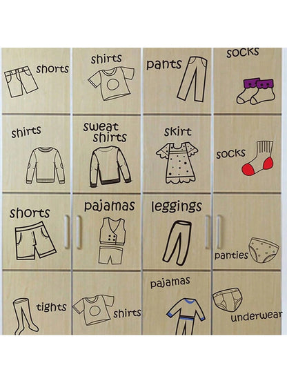 20pcs/Set Clothing Label Stickers For Kids' Bedroom Closet Decoration, Self-Adhesive Background Paper, Suitable For Children's Room Closet Decoration Baby Shower Family Decorations Gifts