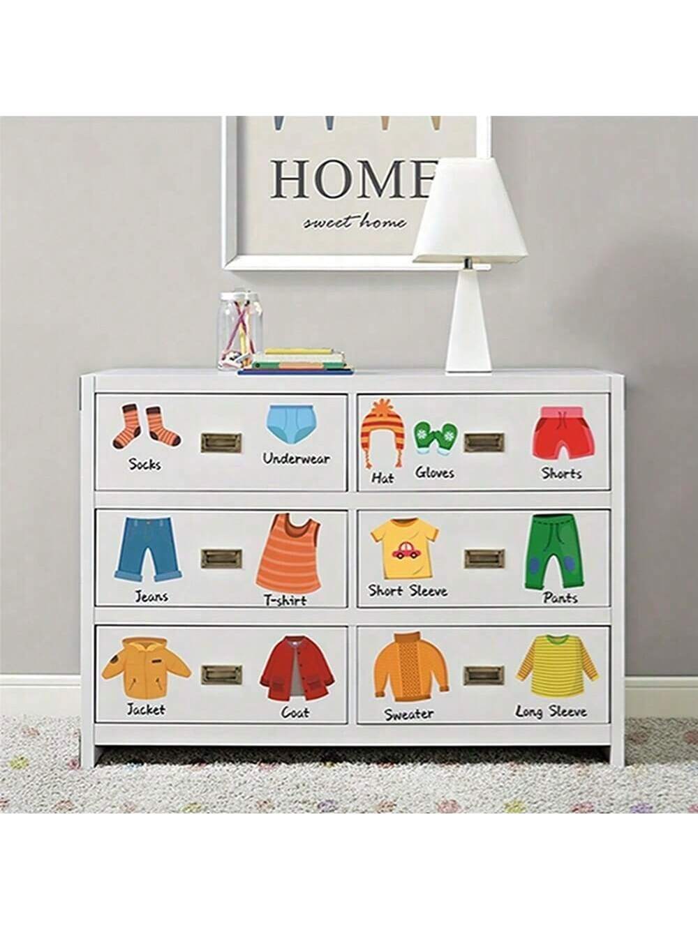 20pcs/Set Clothing Label Stickers For Kids' Bedroom Closet Decoration, Self-Adhesive Background Paper, Suitable For Children's Room Closet Decoration Baby Shower Family Decorations Gifts