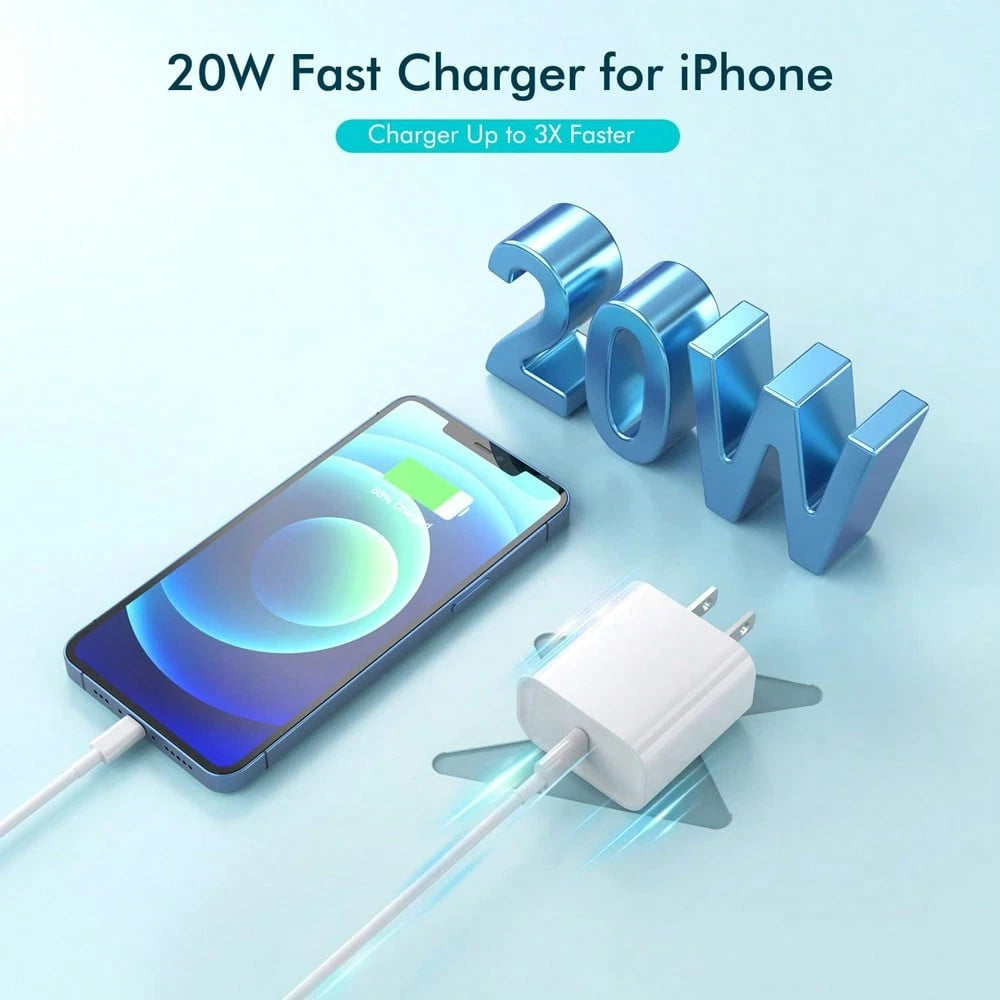 20W Fast Charging Adapter Kit, 3.3Ft/100cm Type C To Lightning Fast Charging Data Cable, Charger Set Compatible With IPhone 14/13/12/11 Pro Max Plus/8/7/IPod
