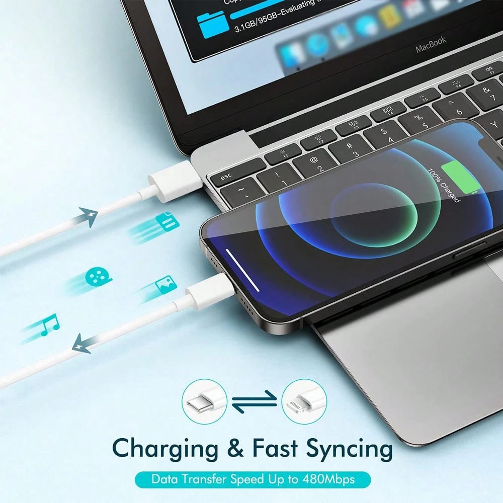 20W Fast Charging Adapter Kit, 3.3Ft/100cm Type C To Lightning Fast Charging Data Cable, Charger Set Compatible With IPhone 14/13/12/11 Pro Max Plus/8/7/IPod
