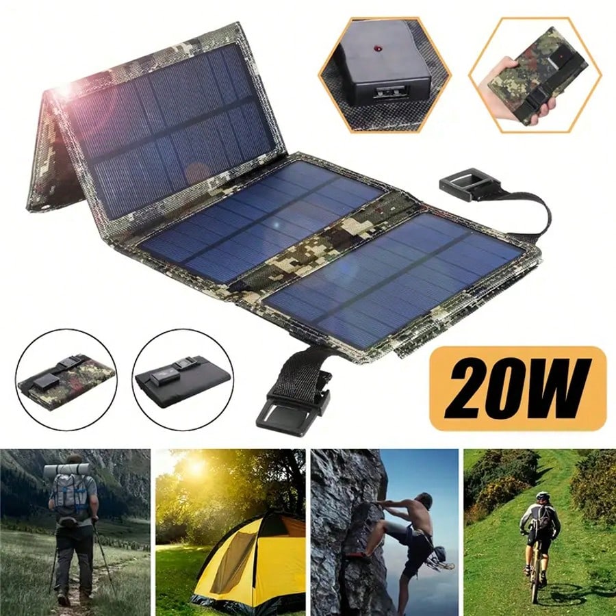 20WPortable Foldable Solar Panel; USB Charger- Lightweight, Emergency Power For Hiking, Camping, Backpacking & Cycling Solar Panel Charger Solar Battery Charger Guidelines For The Use Of Solar Panels