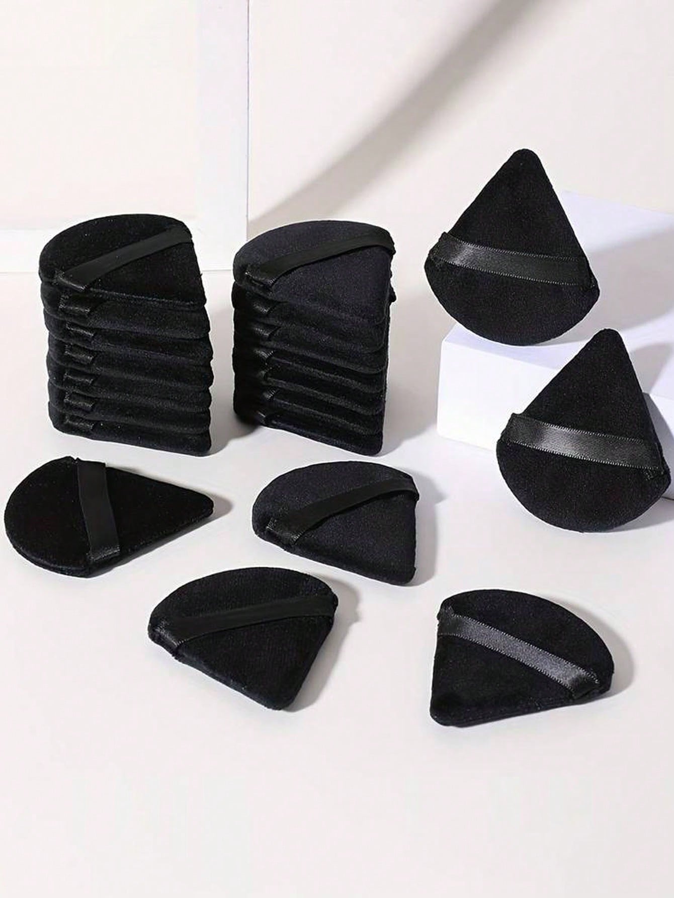 24/15/8/3pcs Triangle Velvet Powder Puff, Face Powder Puff, Reusable Powder Puff, Face And Eye Makeup Powder Puff, Soft Foundation Powder Puff, Foundation Dry Powder Makeup Tool, Makeup Accessory, Mak