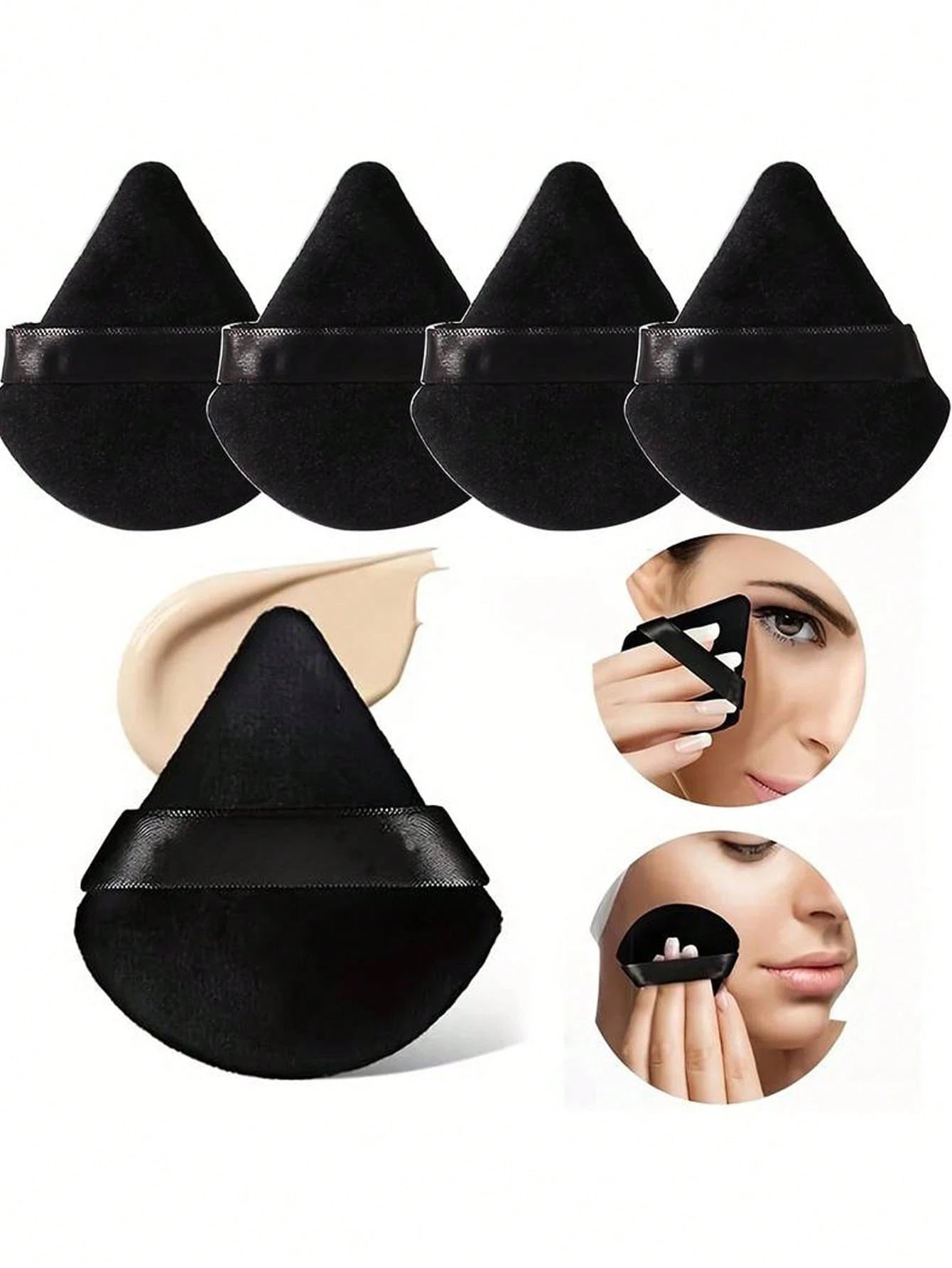 24/15/8/3pcs Triangle Velvet Powder Puff, Face Powder Puff, Reusable Powder Puff, Face And Eye Makeup Powder Puff, Soft Foundation Powder Puff, Foundation Dry Powder Makeup Tool, Makeup Accessory, Mak
