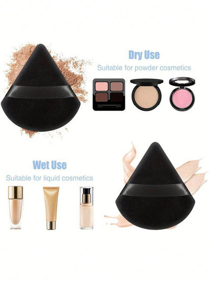 24/15/8/3pcs Triangle Velvet Powder Puff, Face Powder Puff, Reusable Powder Puff, Face And Eye Makeup Powder Puff, Soft Foundation Powder Puff, Foundation Dry Powder Makeup Tool, Makeup Accessory, Mak