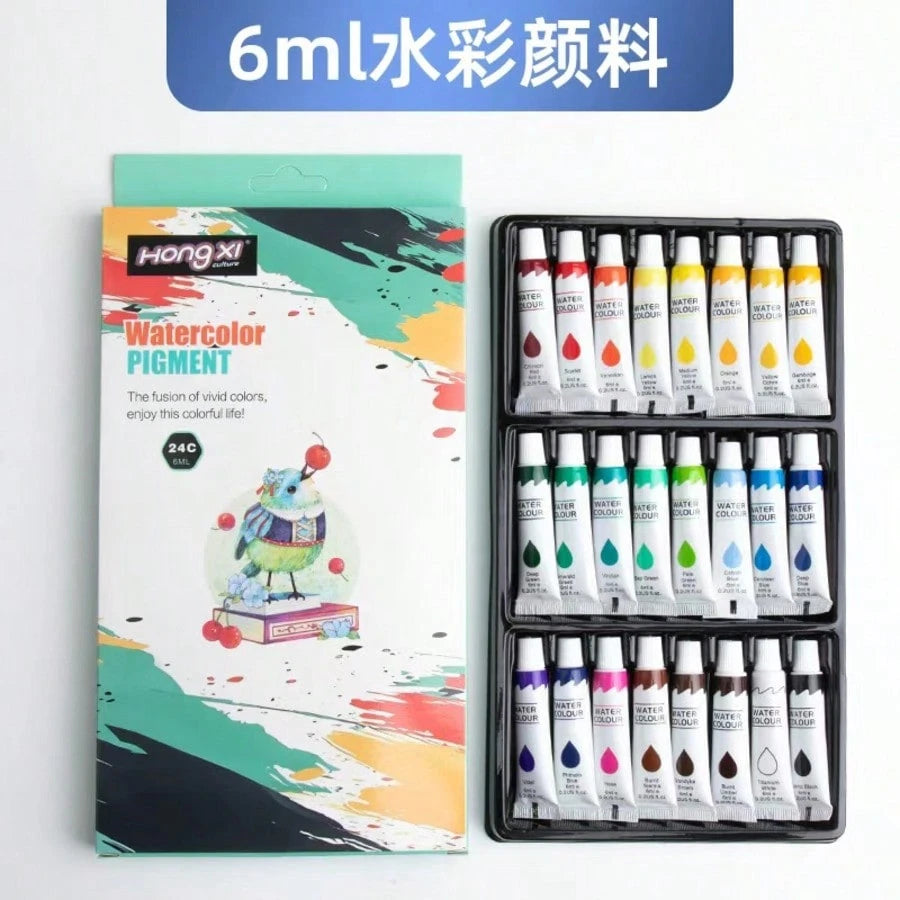 24-Piece Artist Watercolor Paint Set With Iridescent Metallic Colors – Professional Grade Portable Box With Mixing Palette, Water Brush Pens, And High-Quality Paper – Essential Art Supplies For Sketch