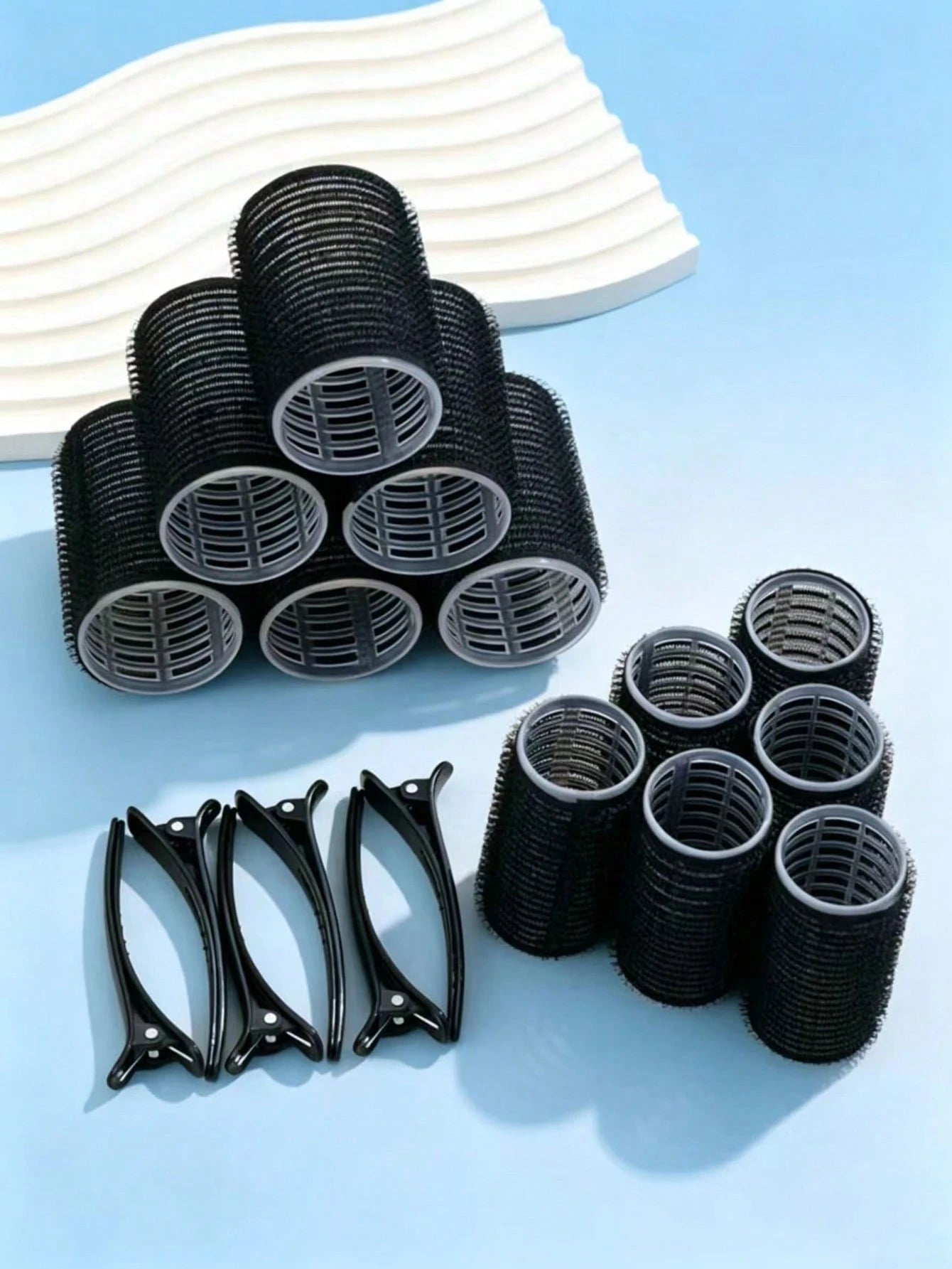 24pcs/Set Women's Hair Curlers, Including Self-Adhesive Hair Rollers And Clips, Suitable For Women/Girls, Reusable, Durable, Daily Essential, Time-Saving And Convenient, Hair Styling Tool