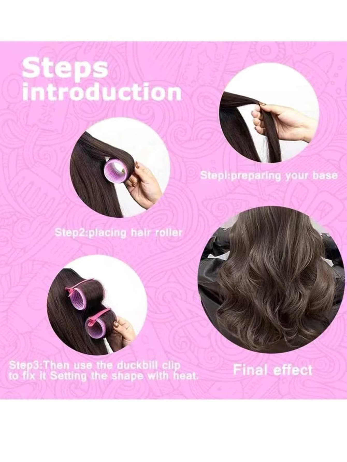 24pcs/Set Women's Hair Curlers, Including Self-Adhesive Hair Rollers And Clips, Suitable For Women/Girls, Reusable, Durable, Daily Essential, Time-Saving And Convenient, Hair Styling Tool