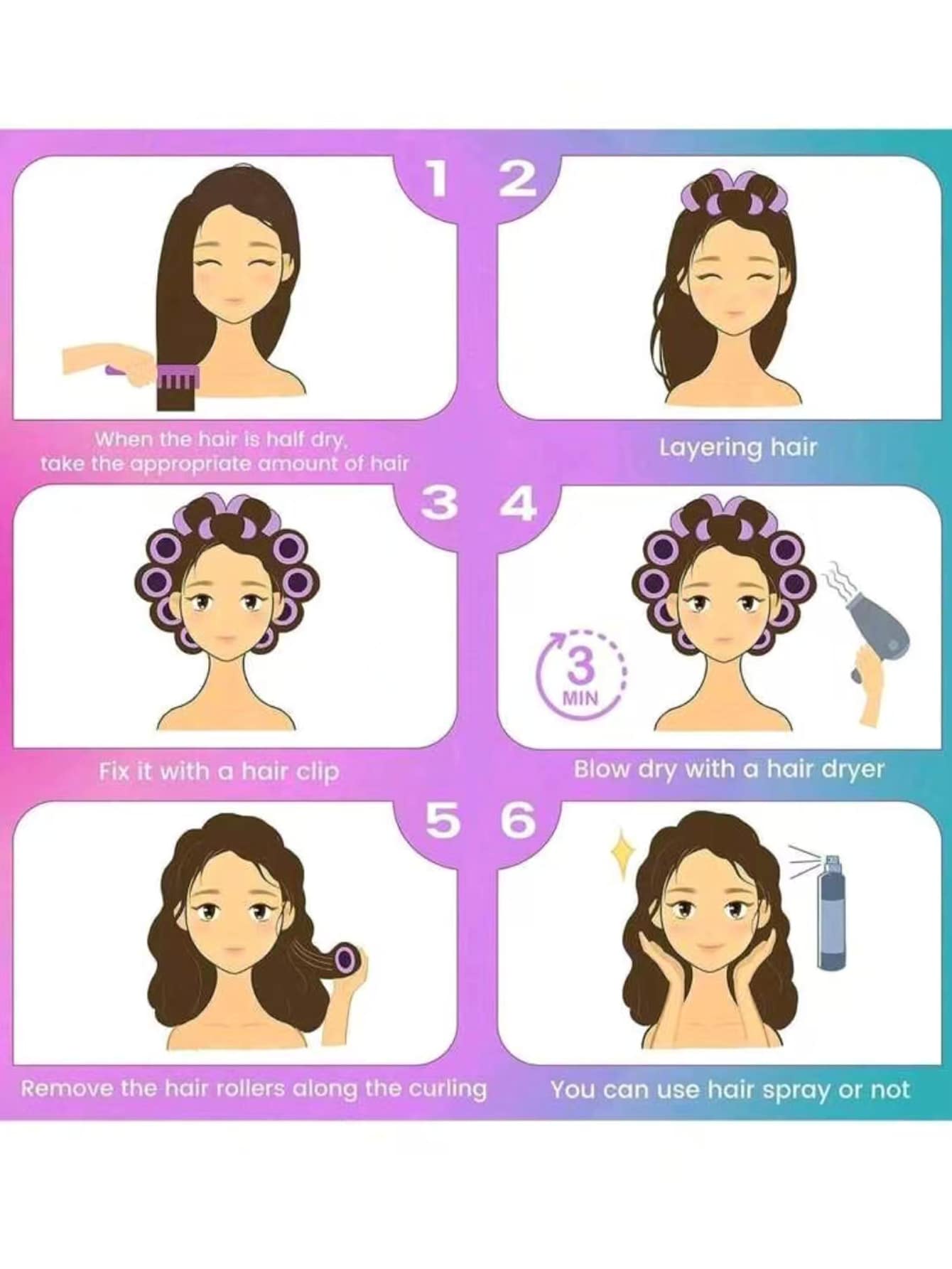 24pcs/Set Women's Hair Curlers, Including Self-Adhesive Hair Rollers And Clips, Suitable For Women/Girls, Reusable, Durable, Daily Essential, Time-Saving And Convenient, Hair Styling Tool
