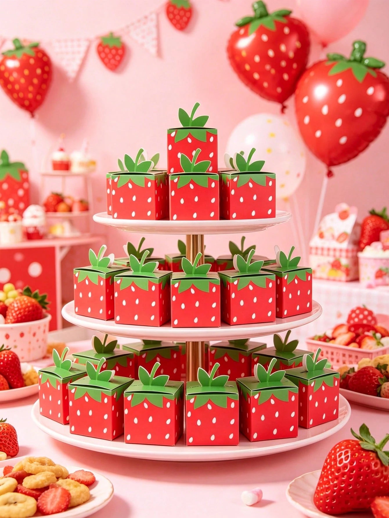 24pcs Strawberry Gift Box, Wedding Candy Bags, Bride Party Decor, Strawberry Themed Party Decorations, Baby Shower Party Supplies, Baby Shower Party Favors, Birthday Party Supplies, Summer Party Decor