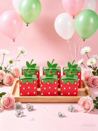 24pcs Strawberry Gift Box, Wedding Candy Bags, Bride Party Decor, Strawberry Themed Party Decorations, Baby Shower Party Supplies, Baby Shower Party Favors, Birthday Party Supplies, Summer Party Decor