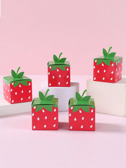 24pcs Strawberry Gift Box, Wedding Candy Bags, Bride Party Decor, Strawberry Themed Party Decorations, Baby Shower Party Supplies, Baby Shower Party Favors, Birthday Party Supplies, Summer Party Decor