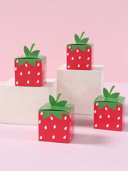 24pcs Strawberry Gift Box, Wedding Candy Bags, Bride Party Decor, Strawberry Themed Party Decorations, Baby Shower Party Supplies, Baby Shower Party Favors, Birthday Party Supplies, Summer Party Decor