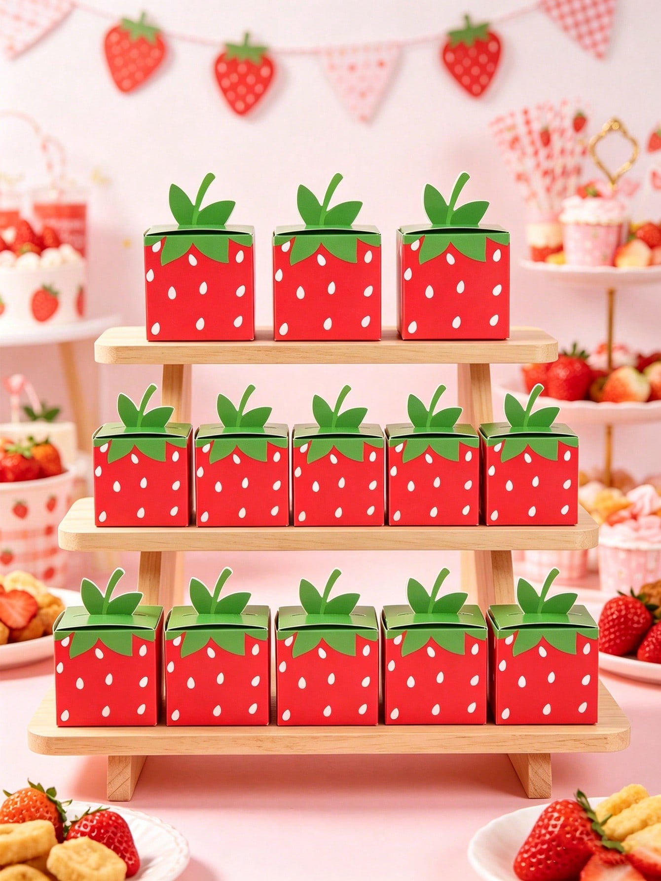 24pcs Strawberry Gift Box, Wedding Candy Bags, Bride Party Decor, Strawberry Themed Party Decorations, Baby Shower Party Supplies, Baby Shower Party Favors, Birthday Party Supplies, Summer Party Decor