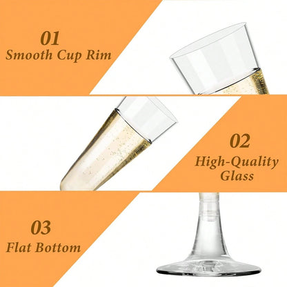 25/50pcs Elegant Reusable Plastic Champagne Flutes- 5oz Clear Wine Drinking Glasses, Durable & Stylish For Weddings, Bars, Restaurants, Parties, Thanksgiving, Christmas, Halloween, New Year Party