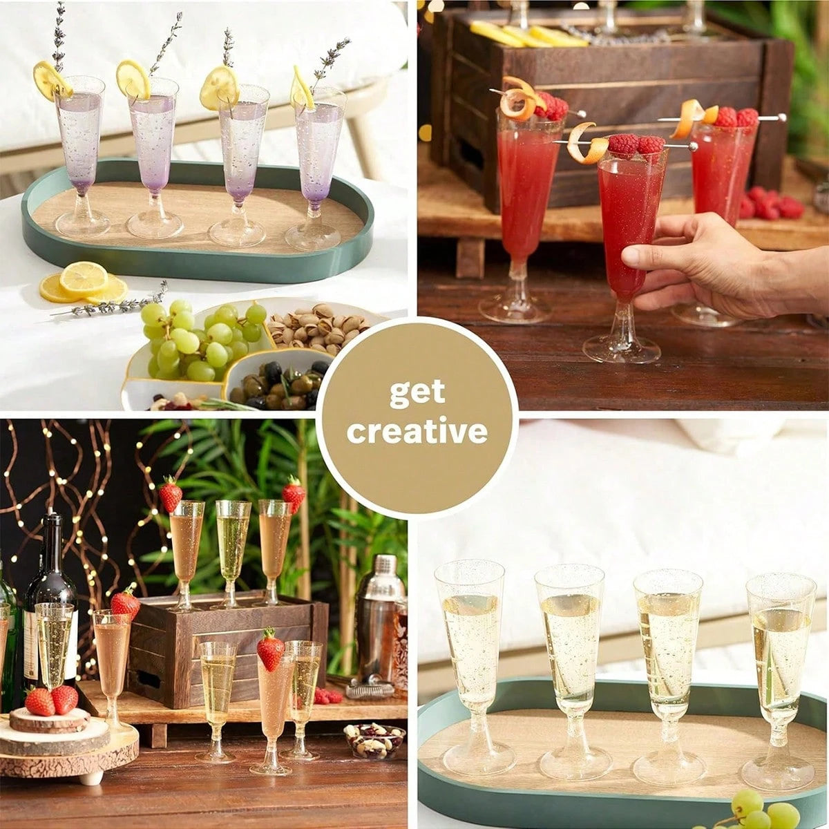 25/50pcs Elegant Reusable Plastic Champagne Flutes- 5oz Clear Wine Drinking Glasses, Durable & Stylish For Weddings, Bars, Restaurants, Parties, Thanksgiving, Christmas, Halloween, New Year Party