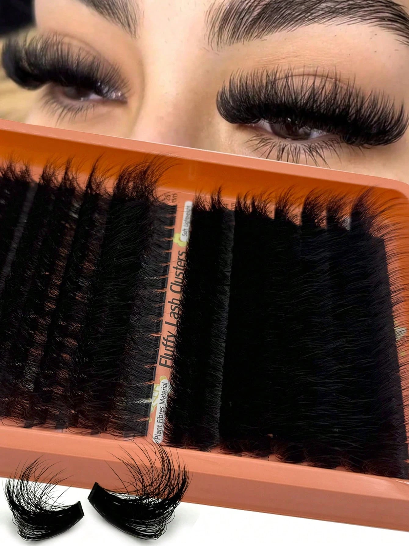256PCS Individual Clusters Eyelash Extensions Mega Soft & Voume Fluffy 100D+200D Cluster Eyelash Extensions 3D Effect 12-26MM Fluffy Lash Extension DD Curl Individual Lashes Cluster Lashes DIY At Home