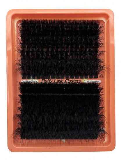 256PCS Individual Clusters Eyelash Extensions Mega Soft & Voume Fluffy 100D+200D Cluster Eyelash Extensions 3D Effect 12-26MM Fluffy Lash Extension DD Curl Individual Lashes Cluster Lashes DIY At Home