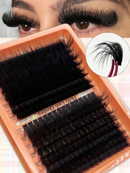 256PCS Individual Clusters Eyelash Extensions Mega Soft & Voume Fluffy 100D+200D Cluster Eyelash Extensions 3D Effect 12-26MM Fluffy Lash Extension DD Curl Individual Lashes Cluster Lashes DIY At Home