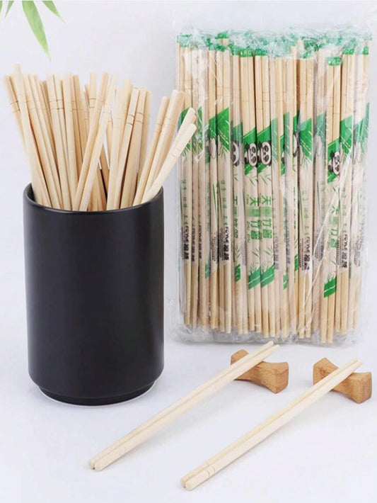 25pcs/50pcs/100pcs/150pcs Disposable Packed Bamboo Round Chopsticks For Takeout