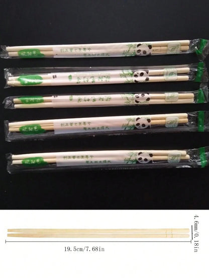 25pcs/50pcs/100pcs/150pcs Disposable Packed Bamboo Round Chopsticks For Takeout